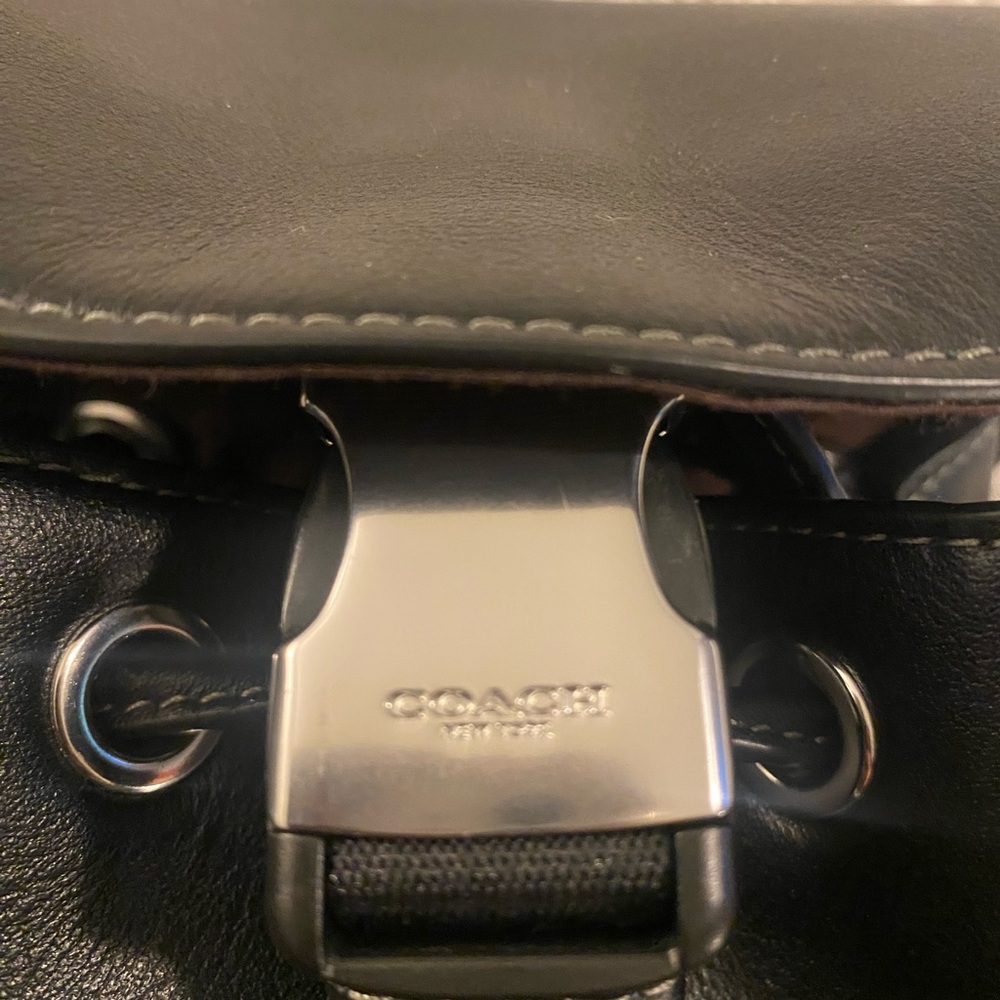 Coach Black Leather Drawstring Backpack - image 3